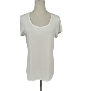 Travelsmith Women White Scoop Neck Short Sleeve T Shirt Top Sm Athleisure Casual